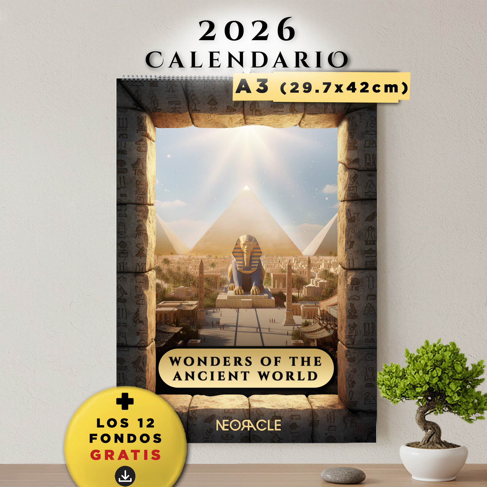 Calendario de Pared 2026 (A3) - Maravillas del Mundo Antiguo Reimaginadas